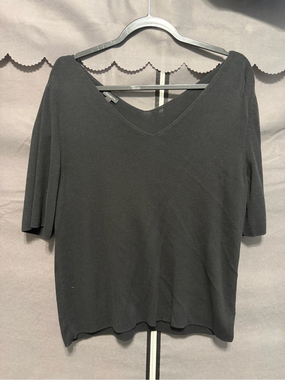 Talbots Black Double V Neck ShortSleeved Sweater